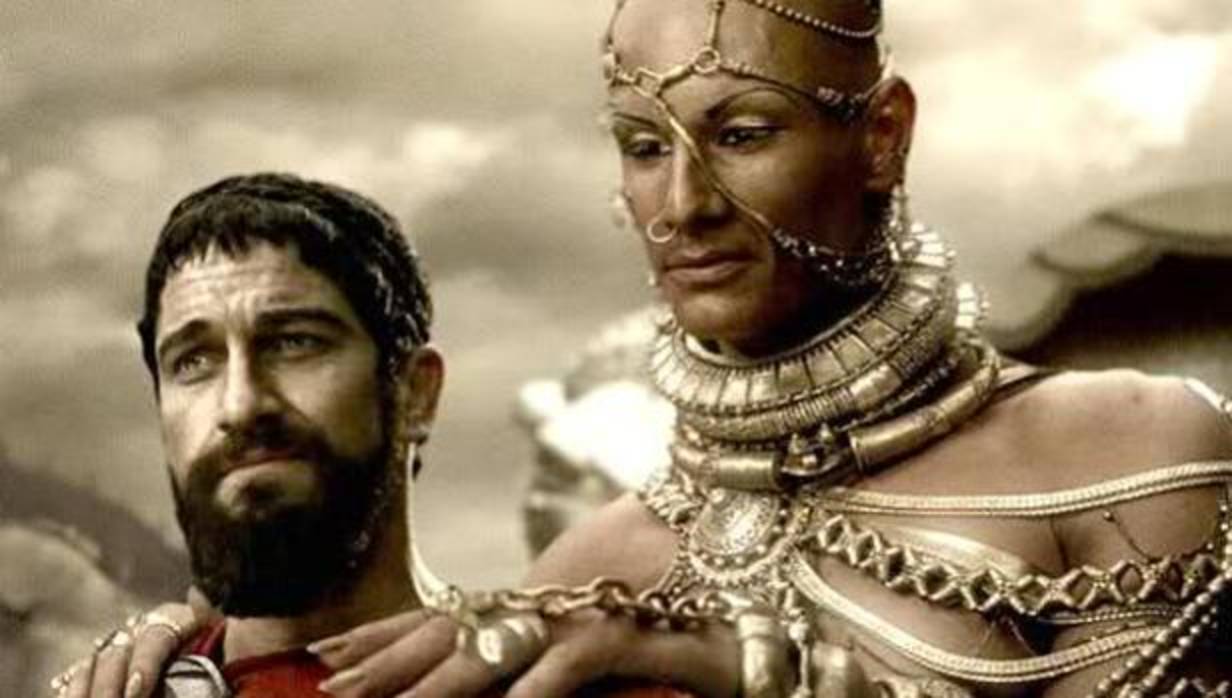 Leónidas y Jerjes I en una escena de la película «300»