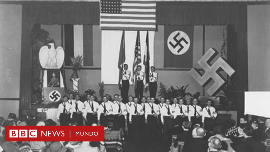 Simpatizantes del nazismo celebraron el cumpleaños de Adolf Hitler en la Casa Alemana en Los Ángeles en 1935. (Foto: cortesía Steven Ross)