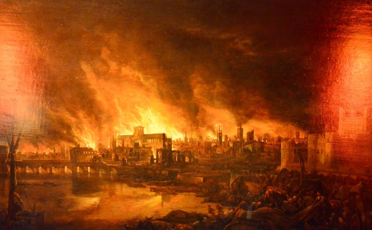 Representación del incendio de Londres de 1666 BEN SUTHERLAND