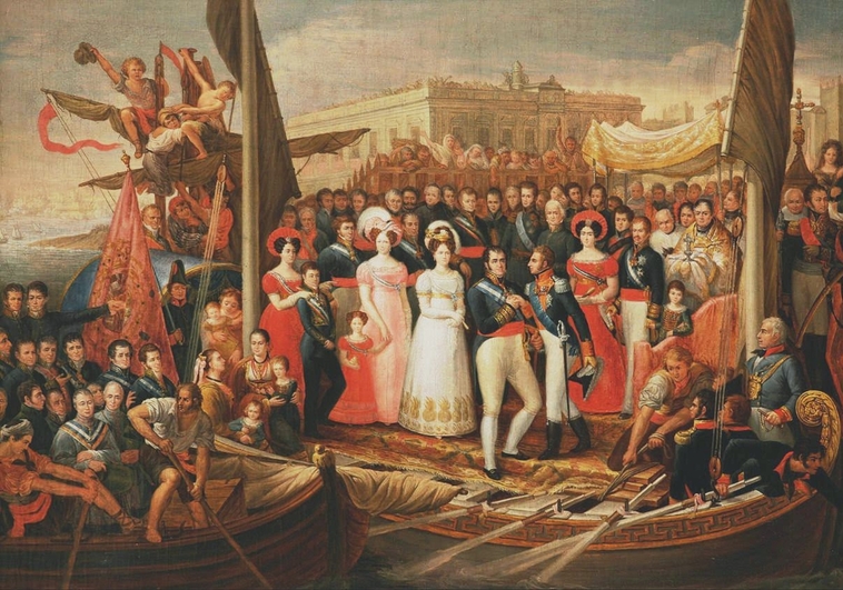 Cuadro de José Aparicio que representa el desembarco de Fernando VII en el Puerto de Santa María. ABC