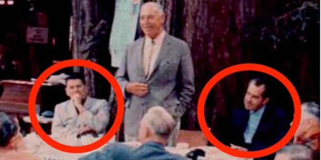 Los presidentes Reagan (izquierda) y Nixon (derecha), durante la reunión del Bohemian Grove de 1967