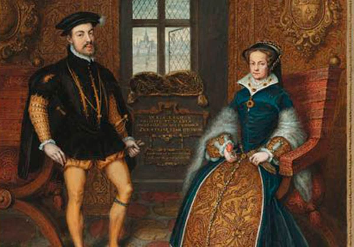 Felipe II y María de Tudor, en una pintura de Hans Eworth realizada en 1558